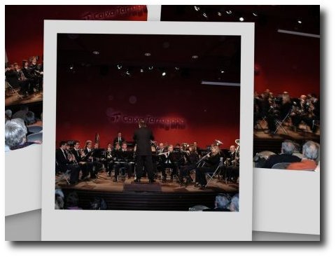 composició de fotografies dels músics i director de l'Agrupació Musical Santa Cecília d'Ador en el concert