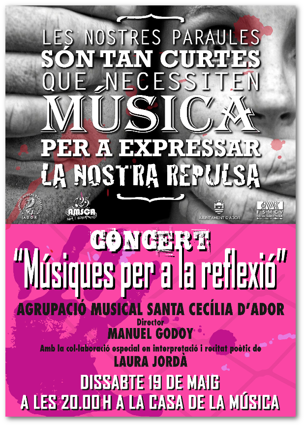 Cartell anunciador Concert del Concert Músiques per a la reflexió de 2018 de la banda de l'Agrupació Musical Santa Cecília d'Ador