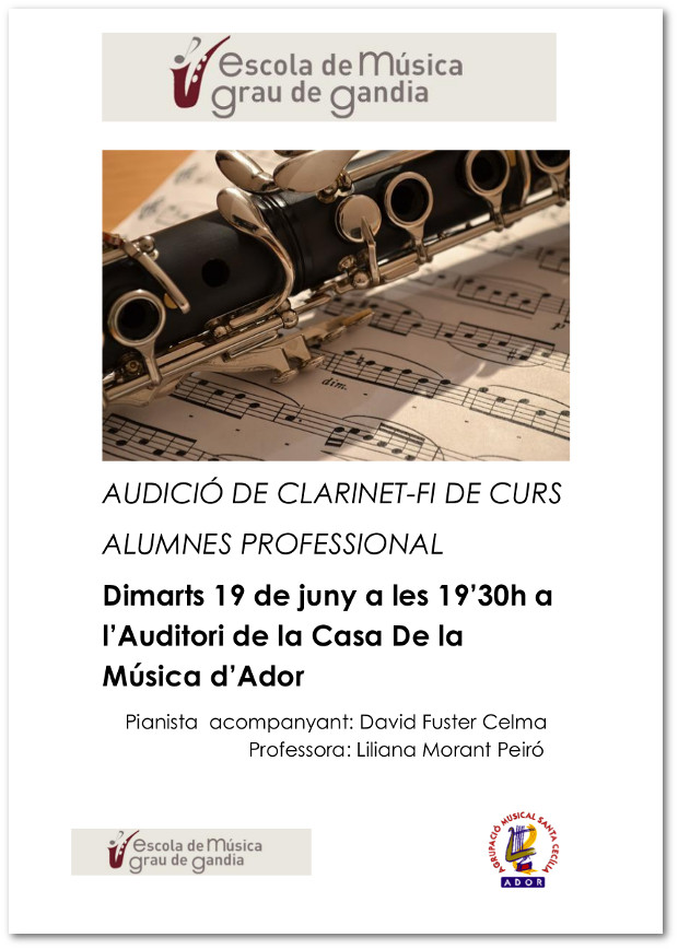 Cartell anunciador de l'audició de clarinet