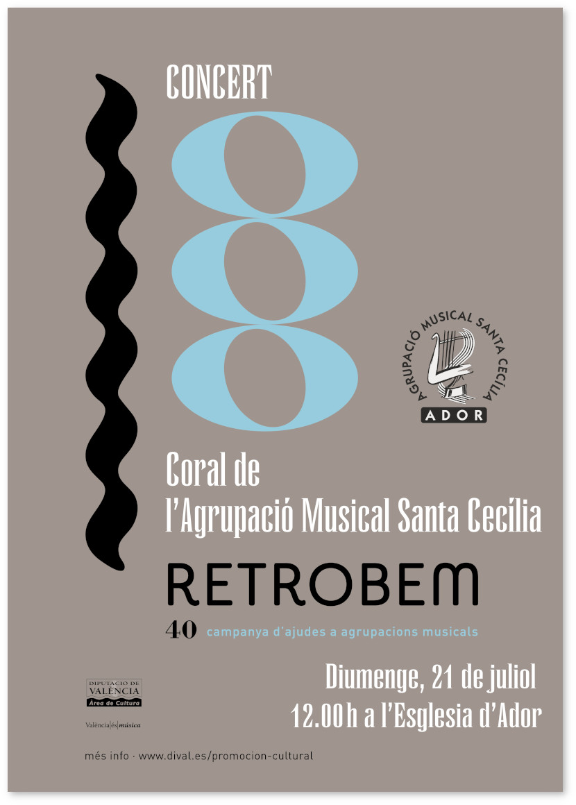 Cartell anunciador del concert de la Coralde l'Agrupació Musical Santa Cecília d'Ador