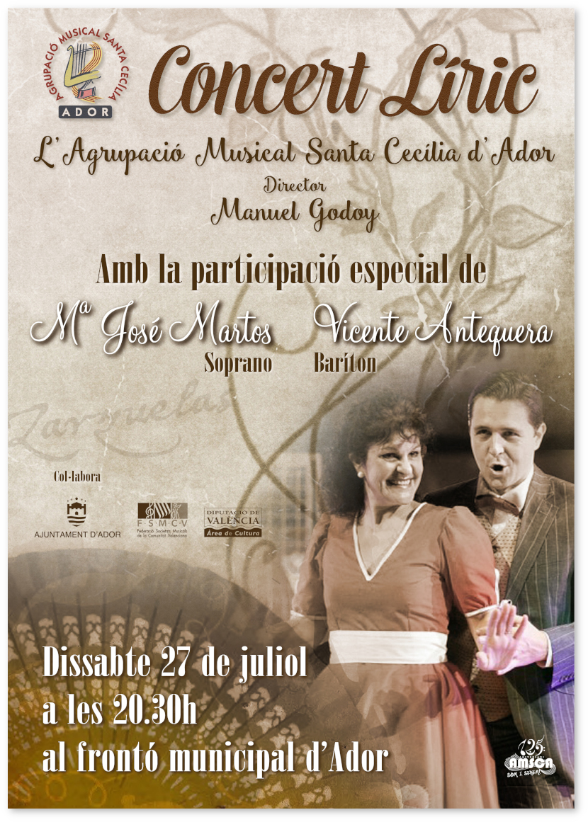 Cartell anunciador del concert líric de la Banda de l'Agrupació Musical Santa Cecília d'Ador