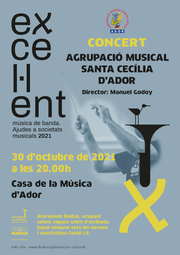 Cartell anunciador del Programa del concert de la campanya Excel·lent música de banda del 30 d'octubre de la banda de l'Agrupació Musical Santa Cecília d'Ador