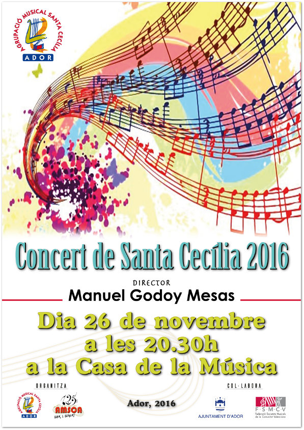 Cartell anunciador Concert de Santa Cecília de la banda de l'agrupació Santa Cecília d'Ador