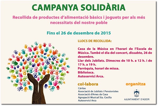 cartell anunciador campanya Nadal Solidari organitzat per l'Ajuntament d'Ador