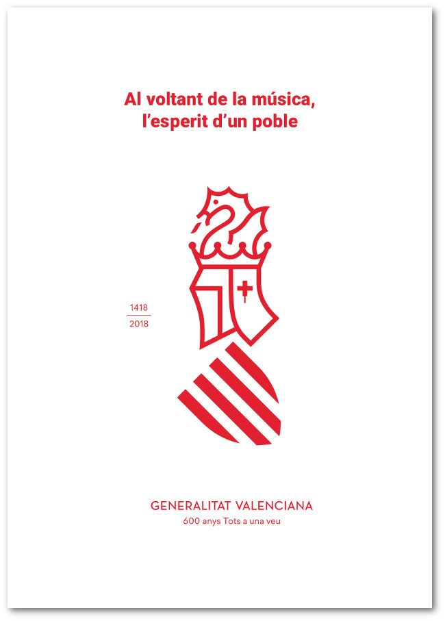 composició gràfica de la portada del programa de mà del concert de la campanya 600 Anys de Músiques amb el logo de la Generalitat Valenciana