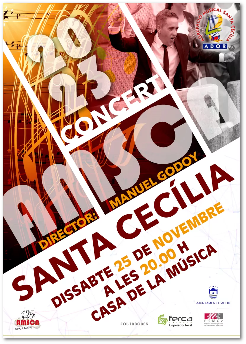 Cartell anunciador del concert de "SANTA CECÍLIA" per la banda de l'Agrupació Musical Santa Cecília d'Ador