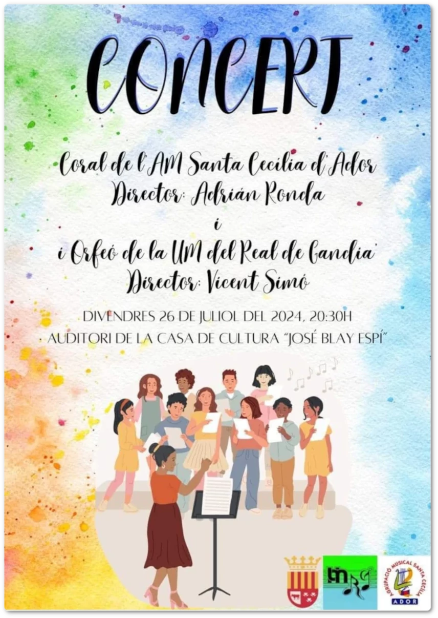 Cartell del concert de la Coral AMSCA al Real de Gandia
