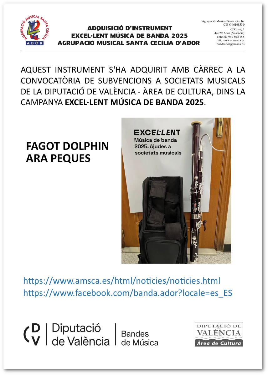 Cartell informatiu adquisició instrument musical