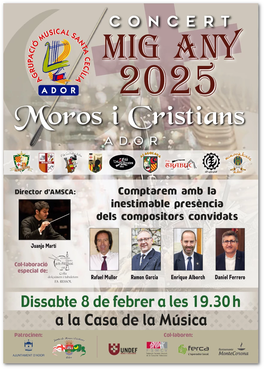 Cartell informatiu del concert de Mig Any Fester per la Banda AMSCA