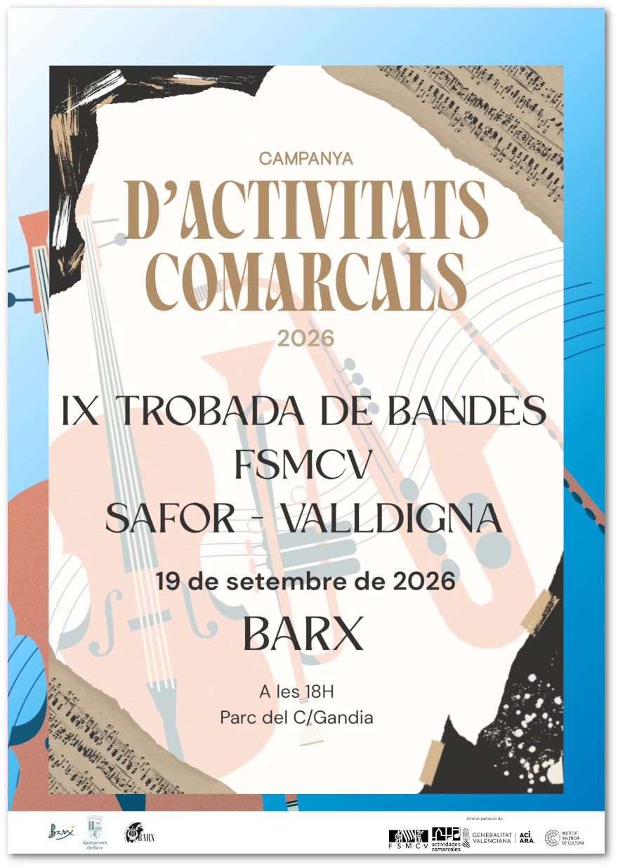 Cartell informatiu IX Trobada Bandes de Música, Safor-Valldigna